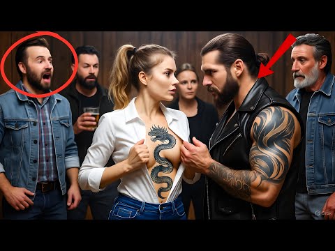 Видео: Байкер порвал рубашку официантки… Но то, что он увидел на её плече, повергло всех в шок!