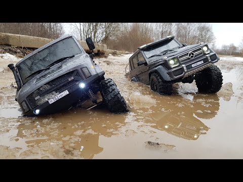 Видео: ГЕЛЕНДВАГЕН 6x6 против УНИМОГ 6х6 ... Сравнительный тест внедорожников. Traxxas vs Axial