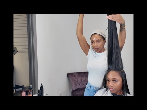 Видео: Клиентка пришла на сеанс шелкографии, а ушла со стеклянными волосами 😍 | Преображение с помощью ш...