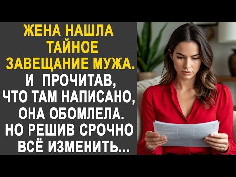 Видео: Жена нашла тайное завещание мужа. И прочитав, что там написано, она обомлела. Но решив...
