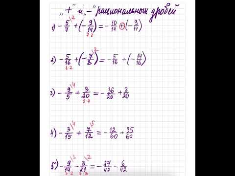 Видео: Сложение и вычитание рациональных дробей с разными знаменателями  Практика 1 часть 6 класс