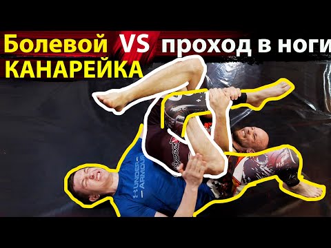 Видео: Защита от ПРОХОДА в ноги с выходом на НЕОБЫЧНЫЙ болевой на ногу КАНАРЕЙКА
