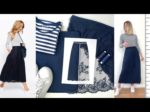 Видео: ШЬЮ трикотажную ЮБКУ из кружева 🧵 Повторяю образ из Pinterest. Морской стиль с нотами романтики 😊