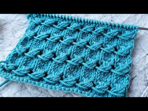 Видео: Ажурный рельефный узор. Фантазийный узор спицами.