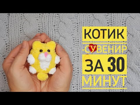 Видео: мастер класс по вязанию мини котика крючком из плюшевой пряжи #игрушказаполчаса