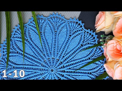 Видео: Салфетка крючком, Каролина, 1-10