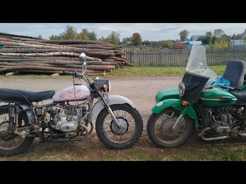 Видео: Два мотоцикла Урал и ИЖ Планета 5. Гоняли в лес. Часть 4.