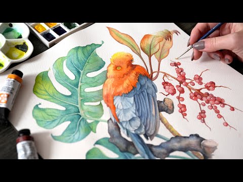 Видео: Секрет красивых акварельных перьев