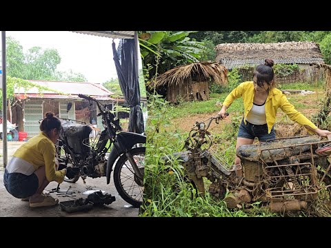 Видео: Девочка восстановила заброшенный мотоцикл Honda Wave RX 110.