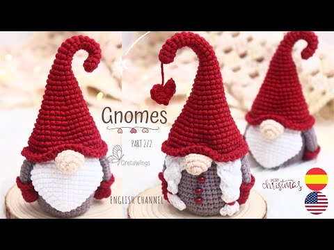 Видео: РОЖДЕСТВЕНСКИЕ ГНОМЫ АМИГУРУМИ ИЗ ТКАНЕЙ КРЮЧКОМ. Часть 2/2 - Учебное пособие 🇺🇸🇪🇸/ GretaWings