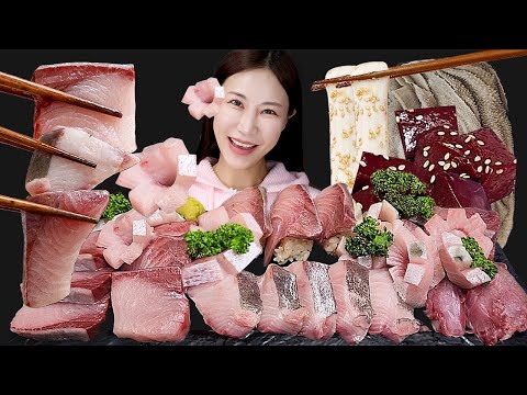 Видео: Yellowtail Sashimi 🐟 Сырая печень, Биф Спин, Omasum Mukbang