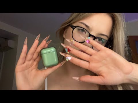 Видео: быстрый асмр таппинг длинными ногтями // для сна, сдвг, camera tapping 💙