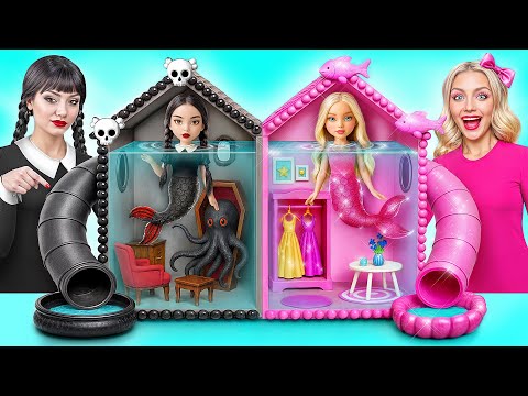 Видео: Домики Одного Цвета Челлендж | Барби vs Уэнсдей Русалки от Multi DO Girls