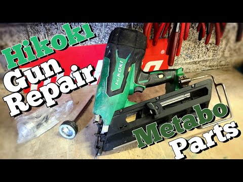 Видео: Ремонт гвоздезабивного пистолета Hikoki (Metabo HPT) с использованием запчастей Metabo. NR1890DC