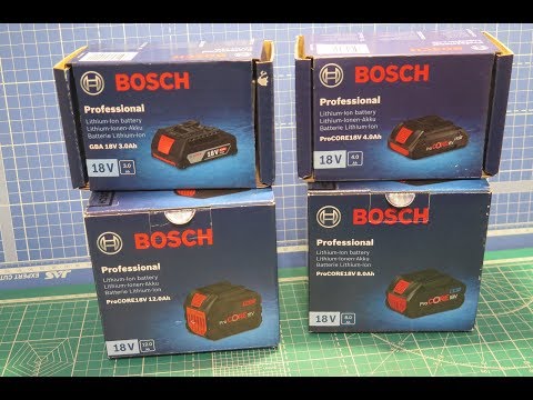 Видео: Bosch GBA - Ч - III, эволюция ёмкости 18V аккумуляторов: (ProCORE 4.0 - 8.0 - 12.0 Ah)