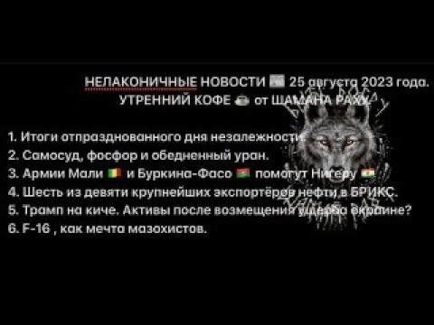 Видео: НеЛаконичные Новости 25 августа 2023. Утренний кофе ☕️ от Шамана Раху. Morning coffee☕️ from Shaman.