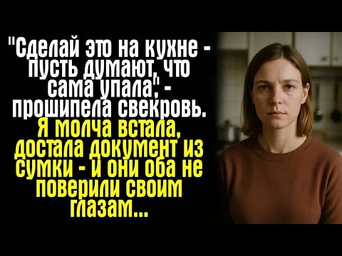 Видео: ＂Сделай это на кухне — пусть думают, что сама упала＂, — прошипела свекровь. Я молча встала, достала
