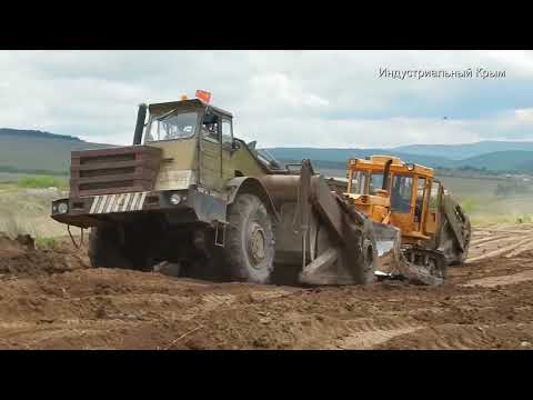 Видео: Скреперы в работе. Май 2017. Строительство трассы Дубки-Левадки