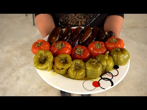 Видео: Рецепт Фаршированные Овощи - Помидор + Перец + Баклажан = Долма 3 Сестры