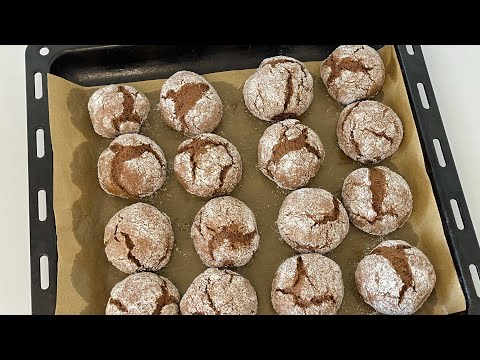 Видео: Шоколадное печенье с трещинками. Chocolate cookie recipe. Очень вкусное мраморное печенье рецепт