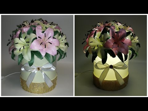 Видео: Светильник из изолона.Шляпная коробка.Лилия из изолона.A lamp with your own hands made of isolon