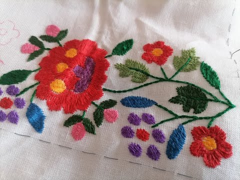 Видео: Хустка за мотивами полтавських жіночих сорочок вишитих гладдю.