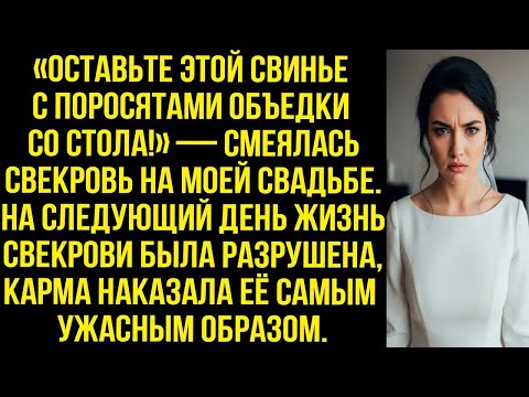 Видео: «ОСТАВЬТЕ ЭТОЙ СВИНЬЕ С ПОРОСЯТАМИ ОБЪЕДКИ СО СТОЛА!» — СМЕЯЛАСЬ СВЕКРОВЬ НА МОЕЙ СВАДЬБЕ  А ПО