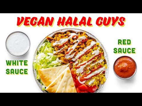 Видео: ВЕГАН-ХАЛЯЛЬ, ребята! Курица с рисом, белый и красный соус!