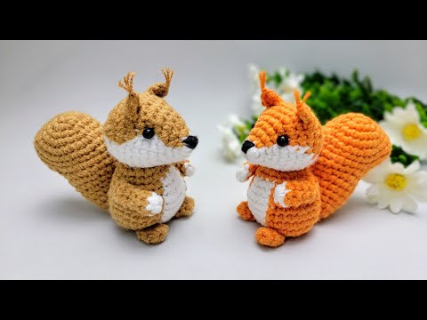 Видео: Простой и милый амігуруми брелок белочки – урок для начинающих крючком