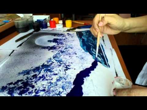 Видео: Техника Набрызг Космическое небо