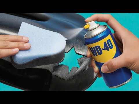 Видео: Миллиарды людей этого не знают! Распылите WD-40 на пену и заделайте любую пластиковую трещину в ваш
