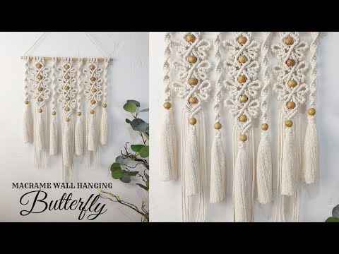 Видео: Настенные бабочки из макраме | Макраме Настенный Гобелен Новый Узор