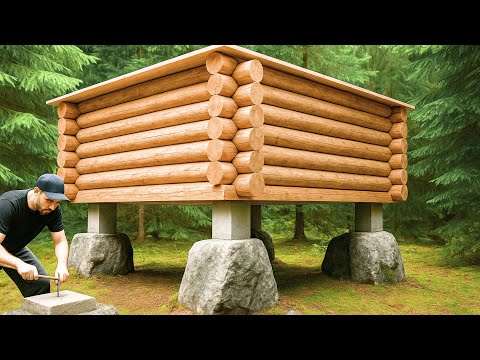 Видео: Man Builds Dream Log Cabin on the Mountain Rocks | Start to Finish by @КарельскийДилетант