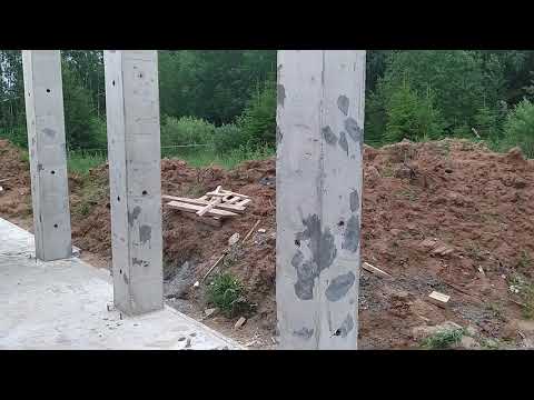 Видео: Монолитные колонны,снята опалубка,несъёмная опалубка борта плиты