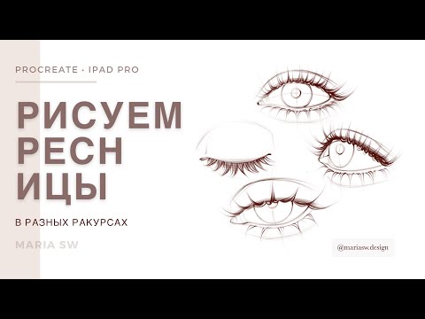 Видео: РИСУЕМ РЕСНИЦЫ В РАЗНЫХ РАКУРСАХ + ГЛАЗА с нуля в Procreate