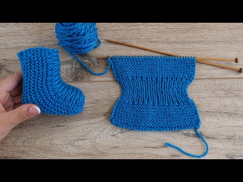 Видео: Легкие детские носочки на двух спицах - Easy Baby Socks Two Needle Knitting Pattern