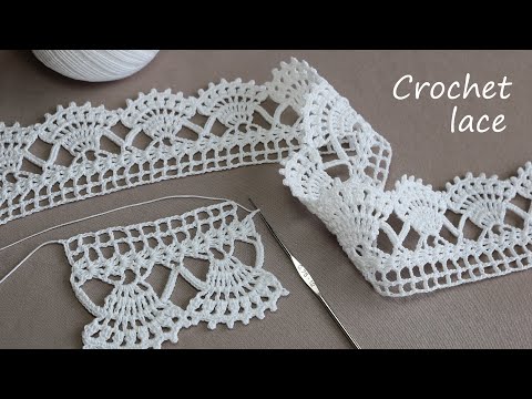 Видео: Beautiful and very easy to crochet LACE for beginners PATTERN SCHEME Ленточное кружево крючком КАЙМА