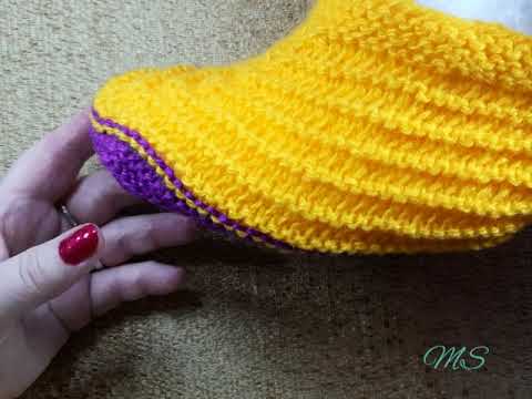 Видео: Безшовные следочки на 2-х спицах.