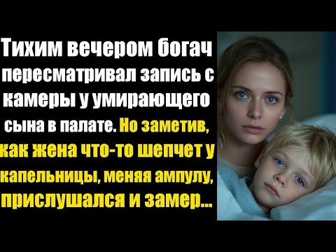 Видео: Тихим вечером богач пересматривал запись с камеры у умирающего сына в палате и заметил, как жена