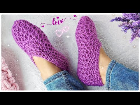 Видео: СЛЕДКИ ЗА ПАРУ ЧАСОВ. Домашние тапочки -следки спицами. МК для начинающих.