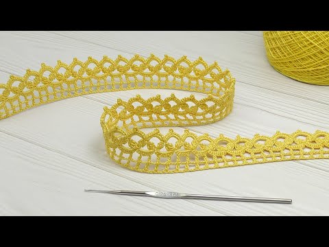 Видео: Простое ЛЕНТОЧНОЕ КРУЖЕВО с филейной сеткой АЖУРНАЯ КАЙМА КРЮЧКОМ основа для филейного вязания