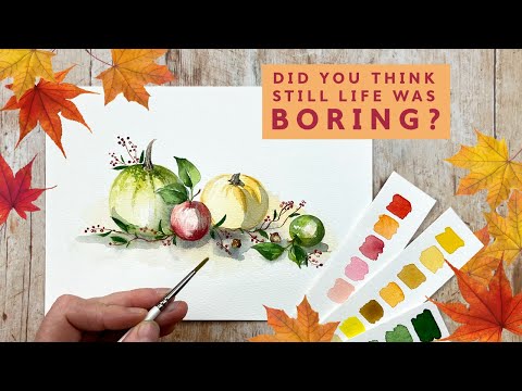 Видео: Мои лучшие советы по рисованию акварельного натюрморта с осенним урожаем