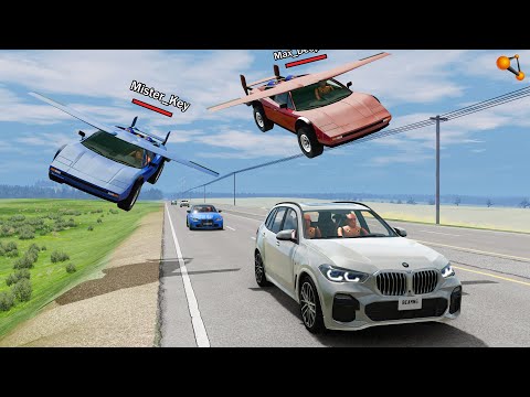 Видео: МАШИНЫ БУДУЩЕГО! ЛЕТАЮЩИЕ АВТОМОБИЛИ НА ТРАССЕ | BeamNG.drive