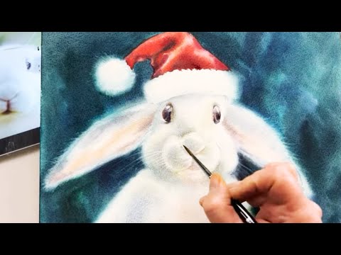 Видео: «Новогодний кролик», мастер-класс. Акварель, бумага