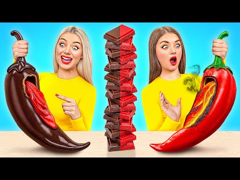 Видео: Челлендж. Шоколадная Еда vs Настоящая еда | Смешные Cитуации от Jelly DO Challenge
