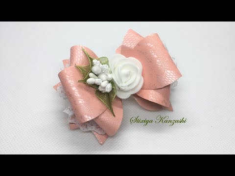Видео: Бантики из кружевной ЭкоКожи / Персиковые бантики