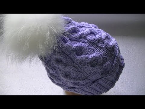 Видео: Вяжем шапку спицами узором с  аранами.