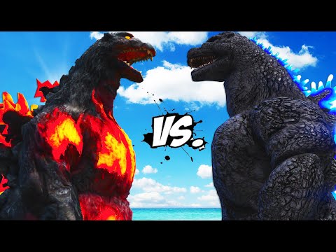 Видео: Годзилла 1975 против Горящей Годзиллы - Битва Монстров