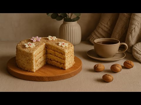 Видео: 🍰Нежнейший ореховый торт с заварным кремом — попробуй и не пожалеешь!🫖