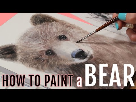 Видео: Урок по рисованию медведя акварелью — Детёныш гризли шаг за шагом